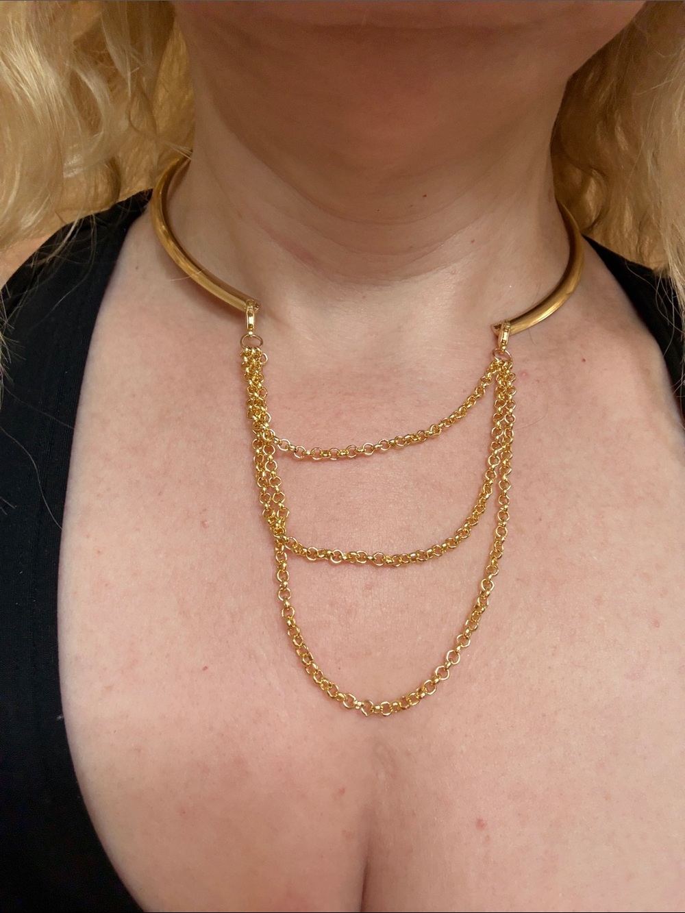 Hand-Crafted Gold Multi-Chain Open Choker Necklace